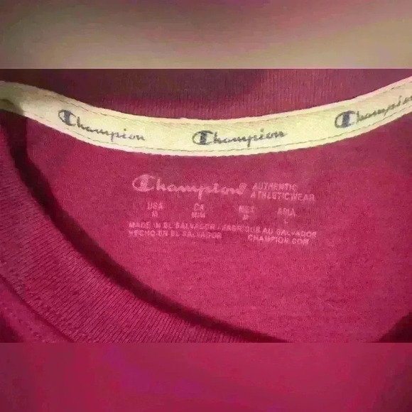 Champion Women’s Size Medium Script Logo Tee, in color Dark Berry Purple - Picture 7 of 11